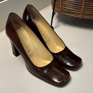 Prada Women's Dark Brown Leather Heels